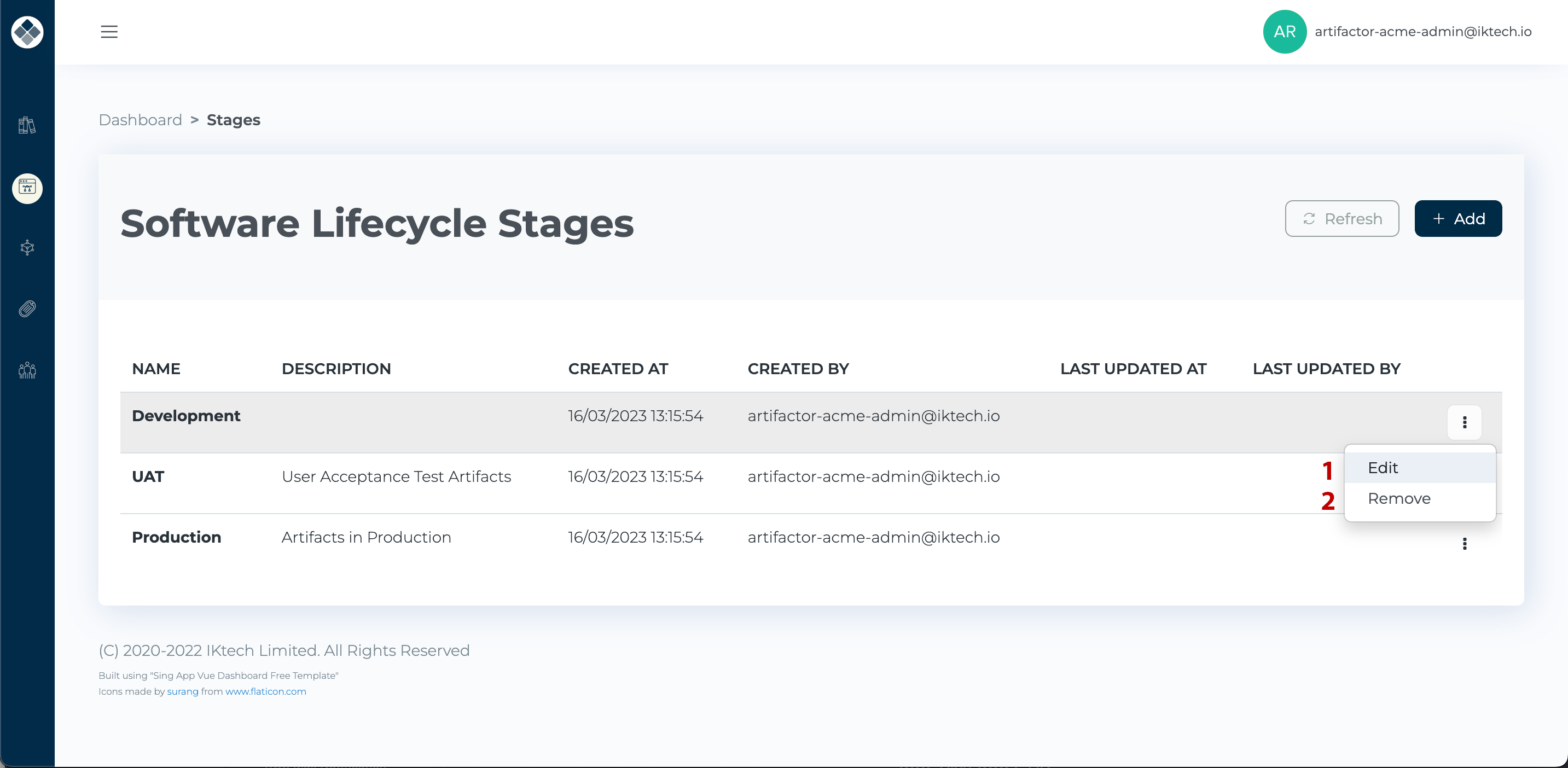 Stage Context Menu